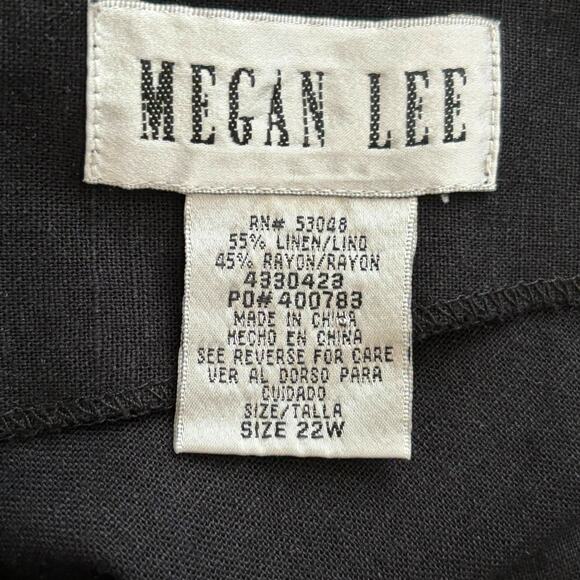 Megan Lee Wms 22W Vintage Black Linen Blend Embroidered Flip Flops Midi Dress - Picture 3 of 10